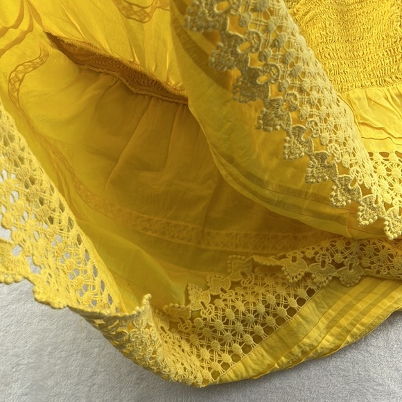 NWT Lane Bryant 14,Yellow Strapless Smocked 100% Cotton Feminine Bohemian Blouse - Picture 13 of 14